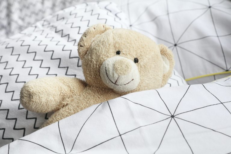 il bambino porta il suo peluche ovunque